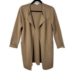 J.Crew Juliette Sweater Blazer XS Merino Wool Cotton Blend Tan Open Front